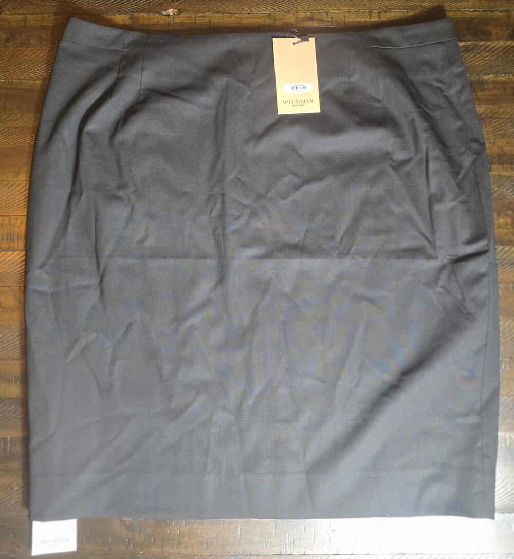 NWT M.M. Lafleur Wool Black Pencil Skirt Plus Size +2 Size 18-20 MSRP $239